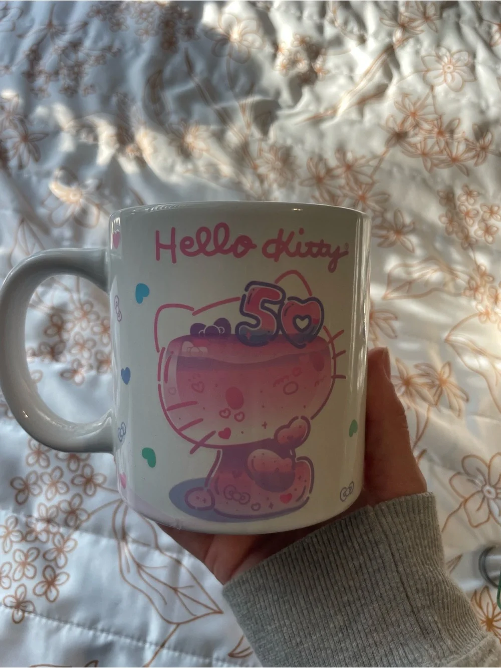 Sanrio Hello Kitty 50th Anniversary Pink and Teal Ceramic Mug